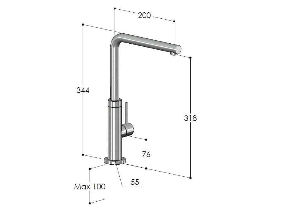 Смеситель для кухни из нержавеющей стали с поворотным изливом Fontealta Kitchen ARCH-00048816 - Вид №2