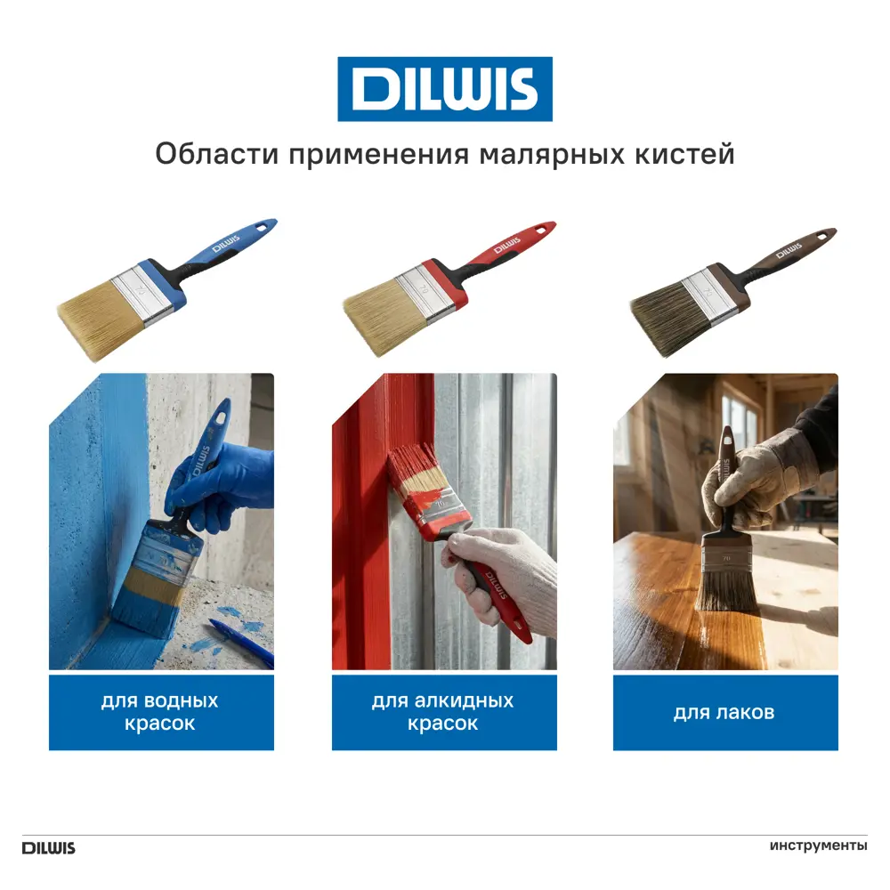 Кисть плоская для лаков и антисептиков 20 мм DILWIS синтетическая щетина STLM-2102043 - Вид №3