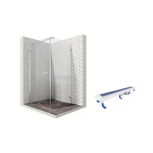 90835363 Душевой уголок Ambassador 10011101L-ST1 квадрат 90x90см хромированный профиль эффект стекла прозрачный STLM-1535144