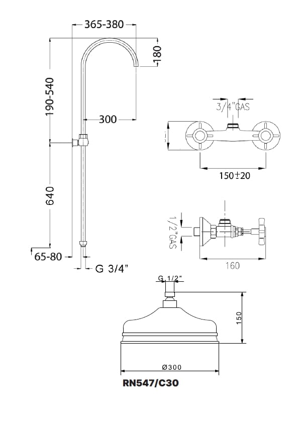 Душевая колонна с душем и ручным душем Gaia Mobili Complements ARCH-00089283 - Вид №3