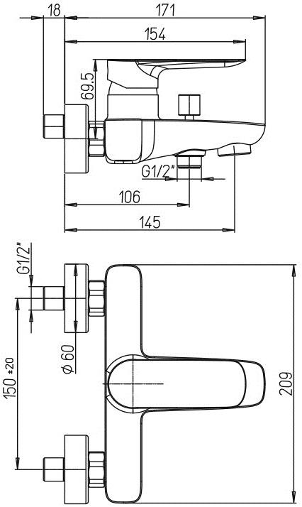 Paini Nove 09CR111 смеситель для ванны  - Вид №2
