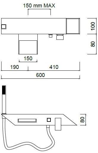 Rubinetteria Giulini Смеситель для ванны настенный водопад с ручным душем Plp Fplp010b1 - Вид №1