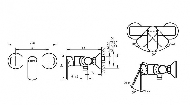 Смеситель для душа Louise F9191183CP-01-RUS bravat - Вид №1