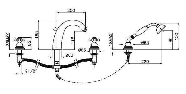 1240012С0cr Смеситель Gattoni Vivaldi Santreyd - Вид №1