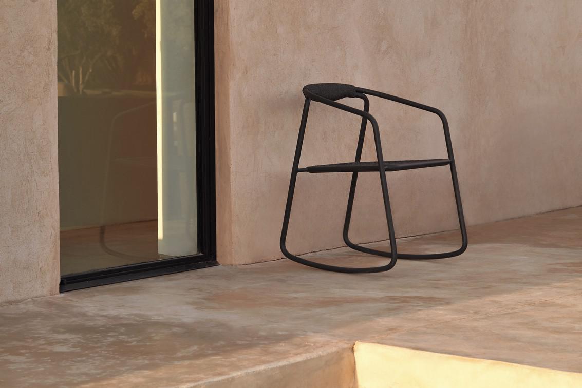 Кресло-качалка лава веревка 4,5мм антрацит + teak Manutti Duo MNST41 - Вид №10