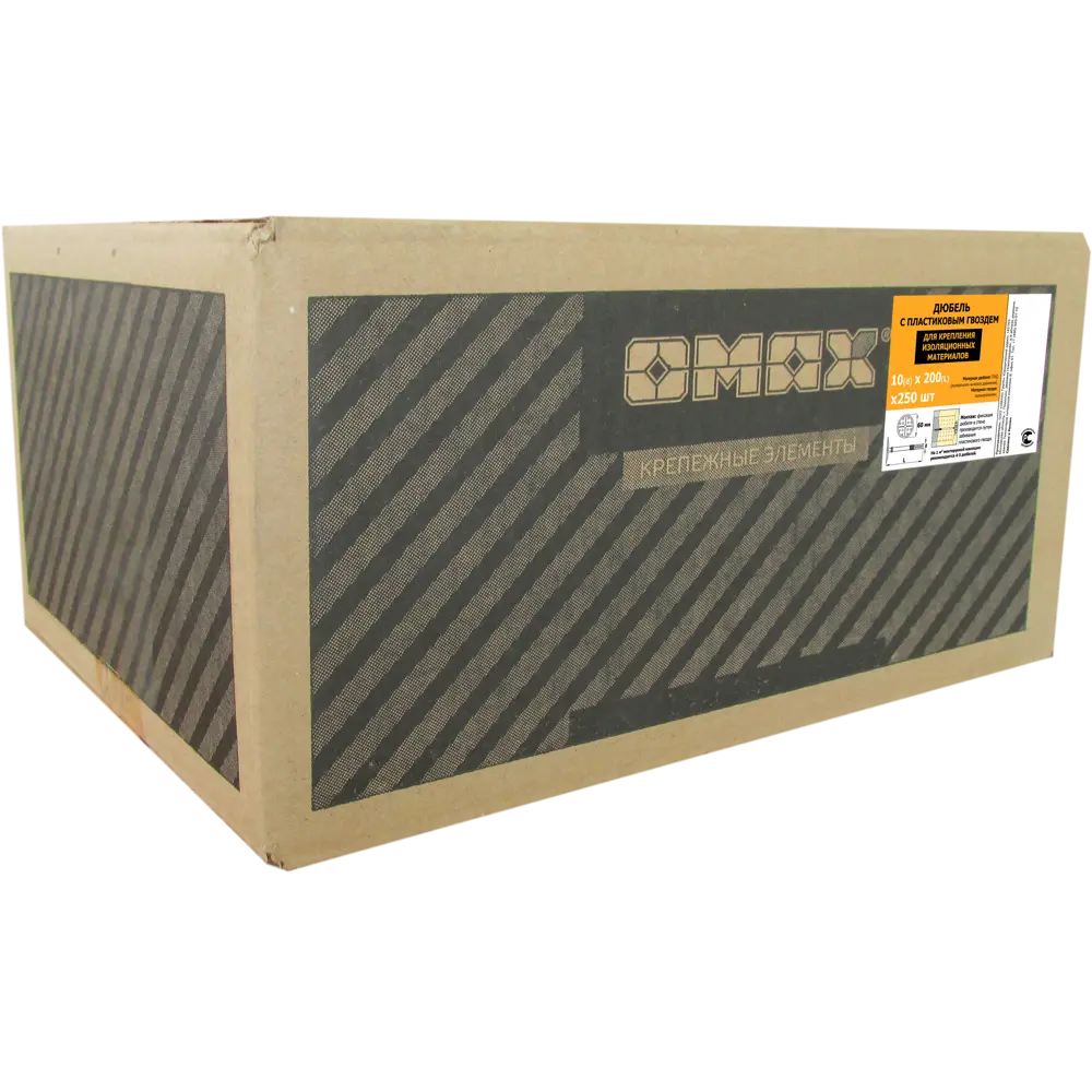 Дюбель для изоляции 10x200 мм с гвоздем полиэтилен/пластик цвет белый 250 шт OMAX STLM-2115406 - Вид №3