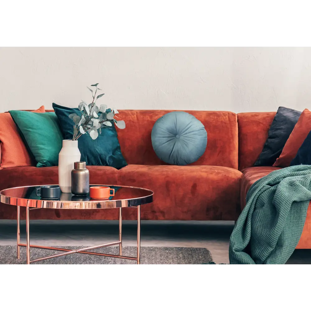 Подушка круглая Ø45 см цвет серо-голубой 82675608 STLM-2174146 LINEN WAY  - Вид №3