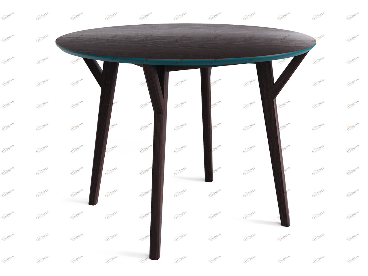 Обеденный стол круглый дуб венге, морская волна 102 см Circle THE IDEA  210014 Венге;черный 