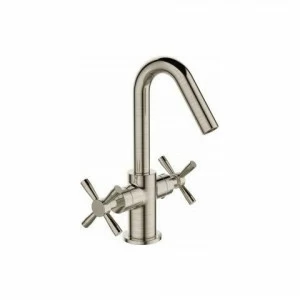 Orange Mia M34-011Ni двухзахватный смеситель для раковины c поворотным изливом, цвет: никель никель