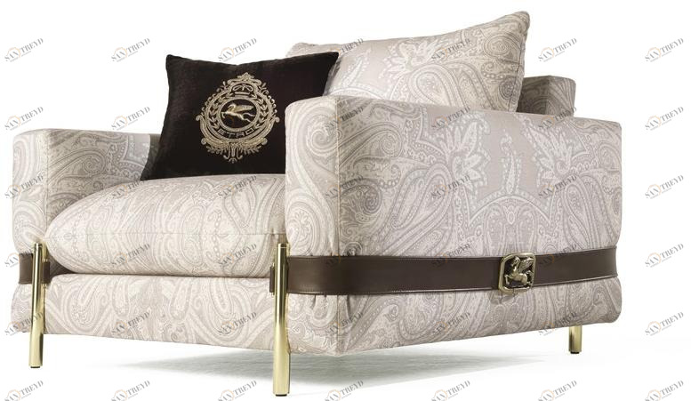 ETRO Home Interiors Кресло с обивкой из ткани с подлокотниками Madras E.mad.221.a