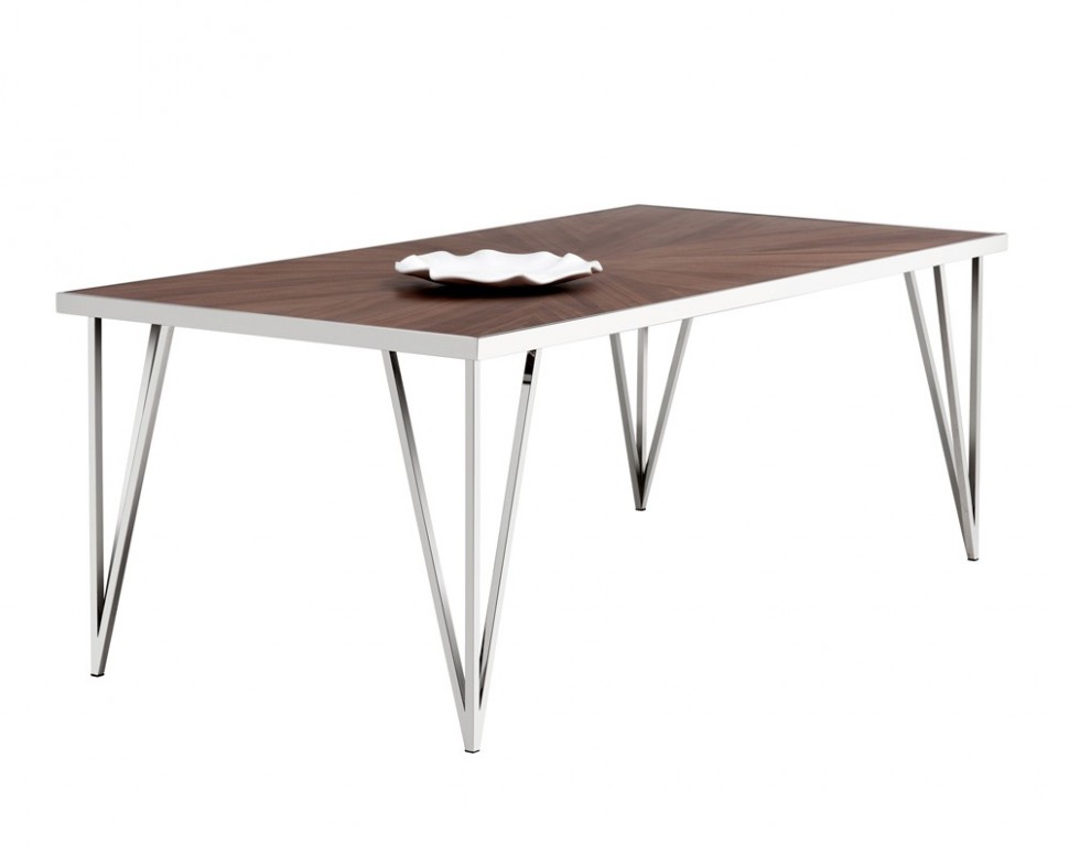 Обеденный стол прямоугольный с ножками хром и деревянным топом 120 см Effel ICON DESIGNE  178132 Коричневый  - Вид №1