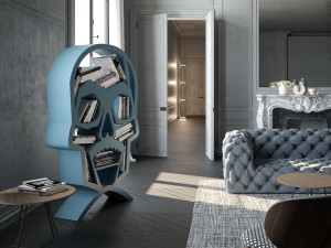 Двухсторонний книжный шкаф из лакированного бетона