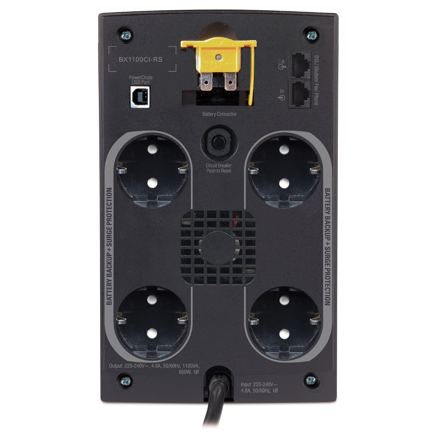 BX1100CI-RS ИБП APC Back-UPS 1100 ВА, 230 В, авторегулировка напряжения, разъемы Schuko, СНГ Schneider Electric 