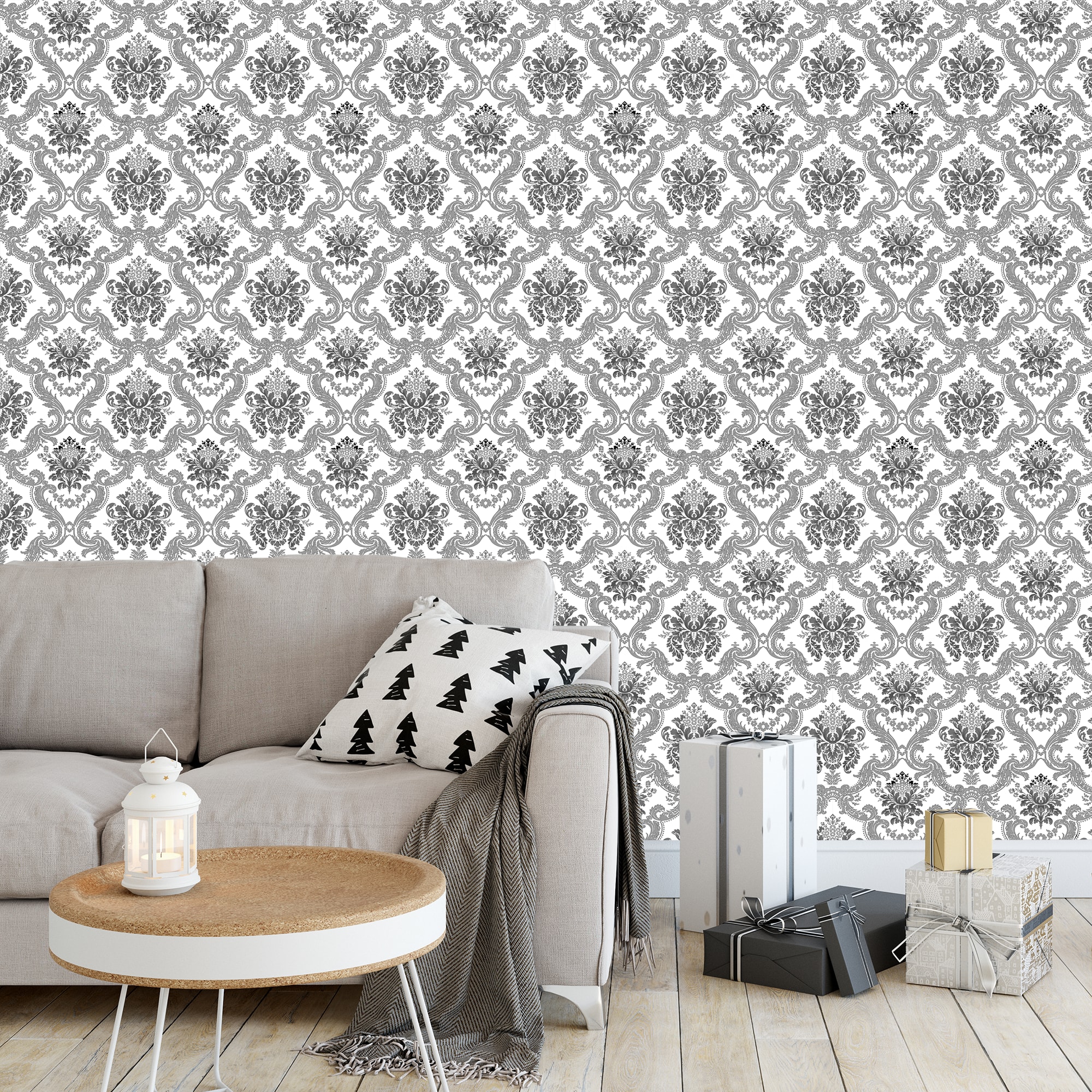 82134642 Обои виниловые белые 0.53 м 10026-14 Классика дамаск Santreyd  - Вид №2