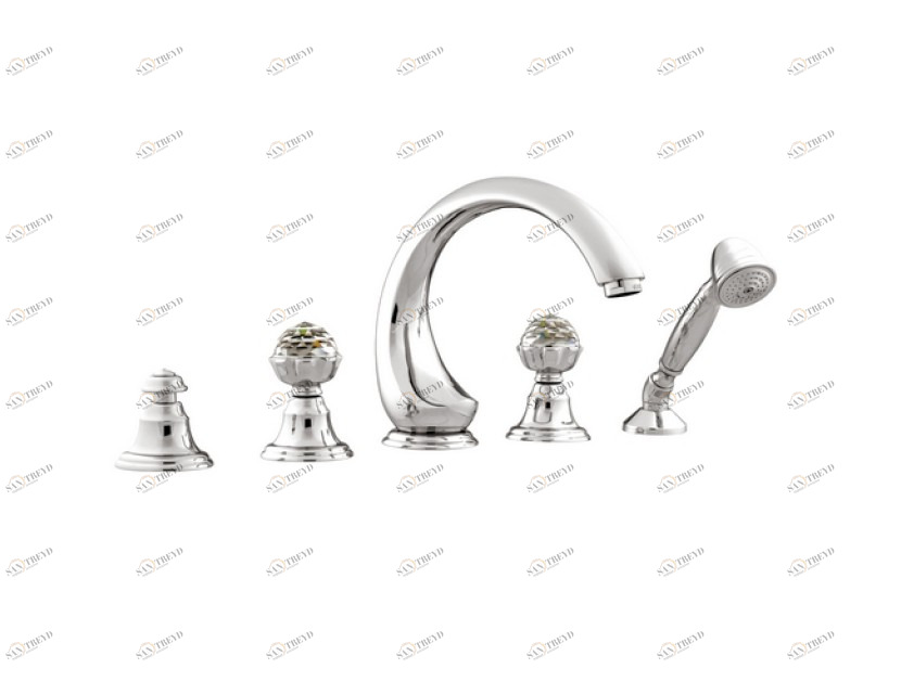 036216.000.50 Набор для ванны с пятью отверстиями и кристаллами сваровски Яркий хром Mestre Atlantica