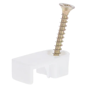 Скоба плоская с саморезом для провода 10.5х45 мм, пластик, 65 шт.