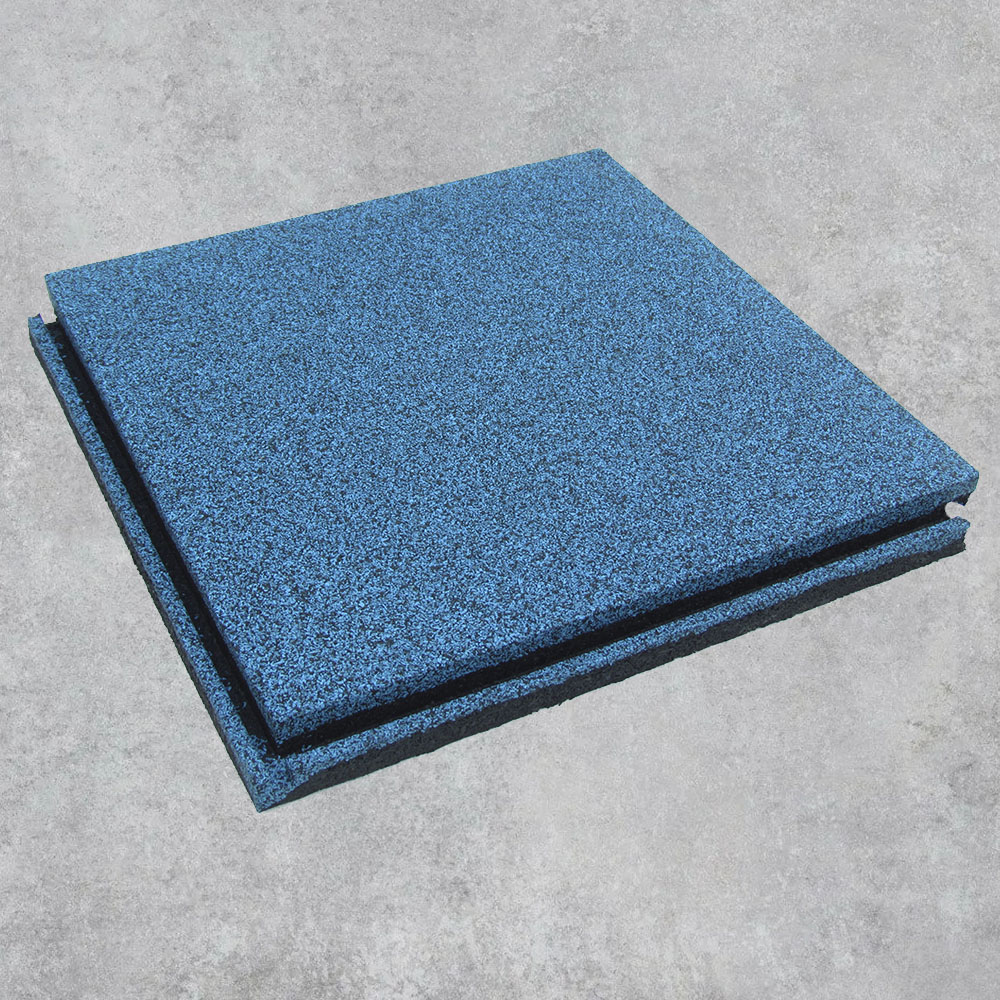 Плитка с соединением "Язык-паз" синяя. Резиновое покрытие ЭКОПРОФИТ ПСИ001