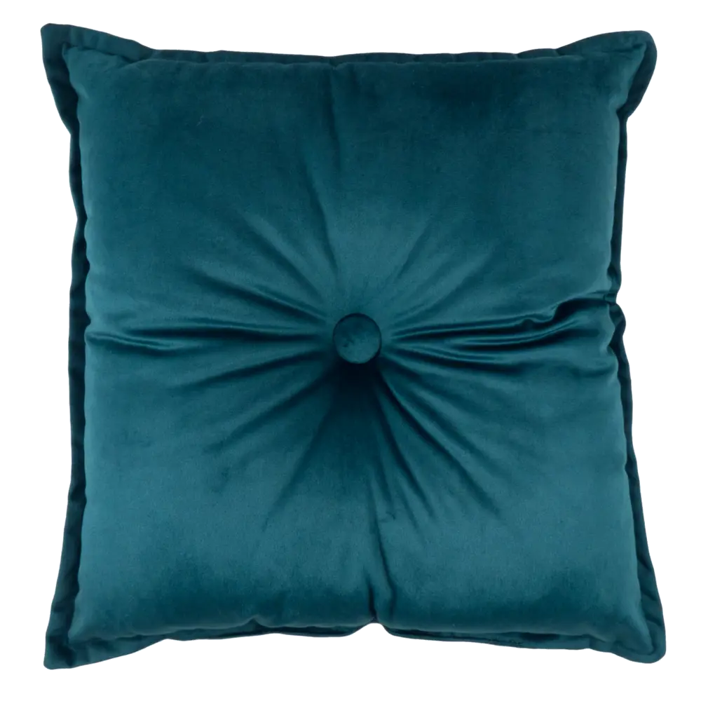 Подушка с пуговицей Бархат 43x43 см цвет морская глубина LINEN WAY STLM-2139325