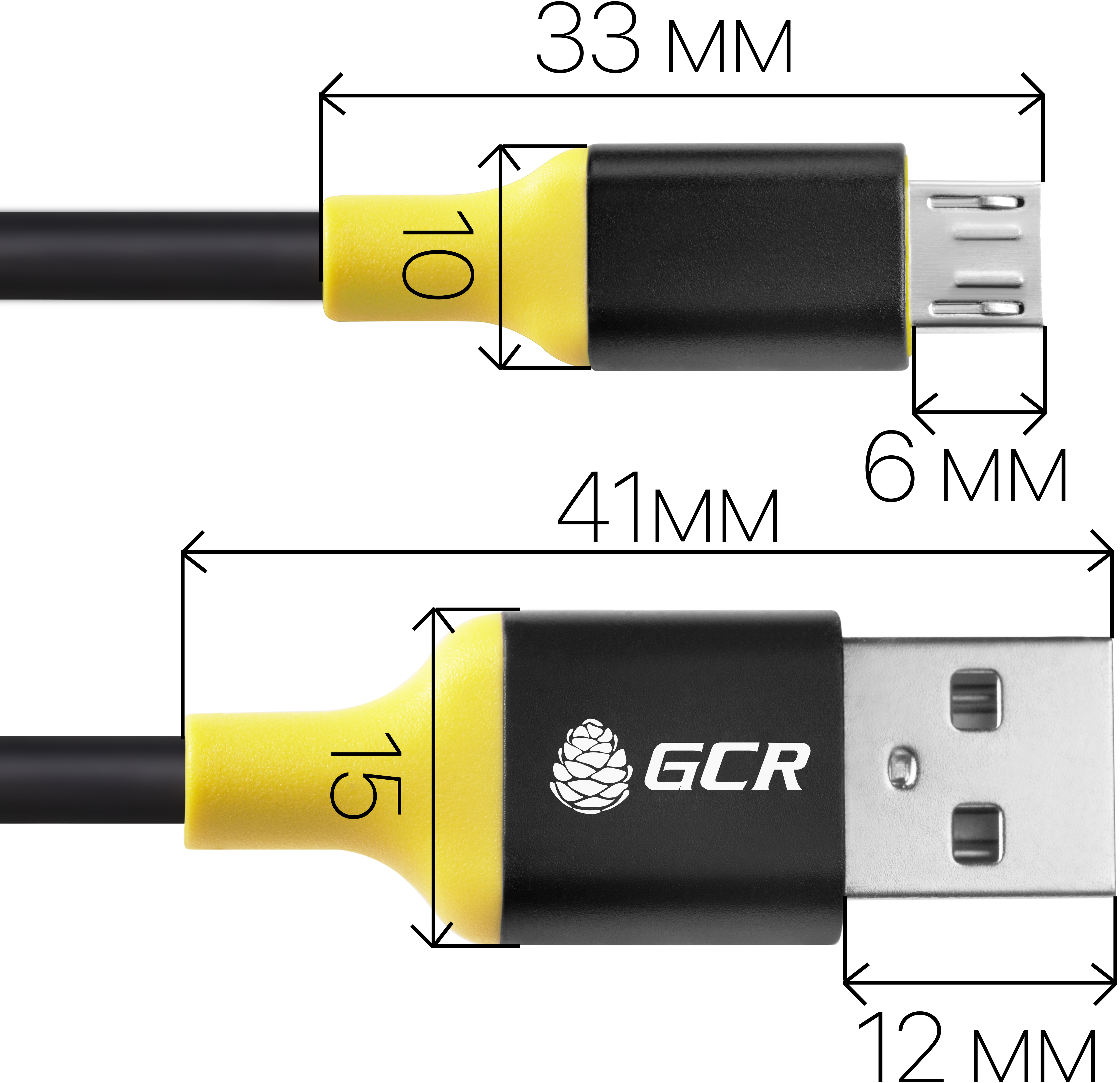 GCR-50508 кабель 1.5m usb 2.0, am/microb 5pin, черный, алюминиевый корпус черный, желтый пвх, 28/28 awg Greenconnect Santreyd  - Вид №2
