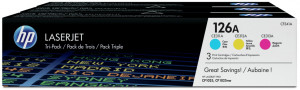 CF341A 126a cym tri-pack lj toner cartridge HP
