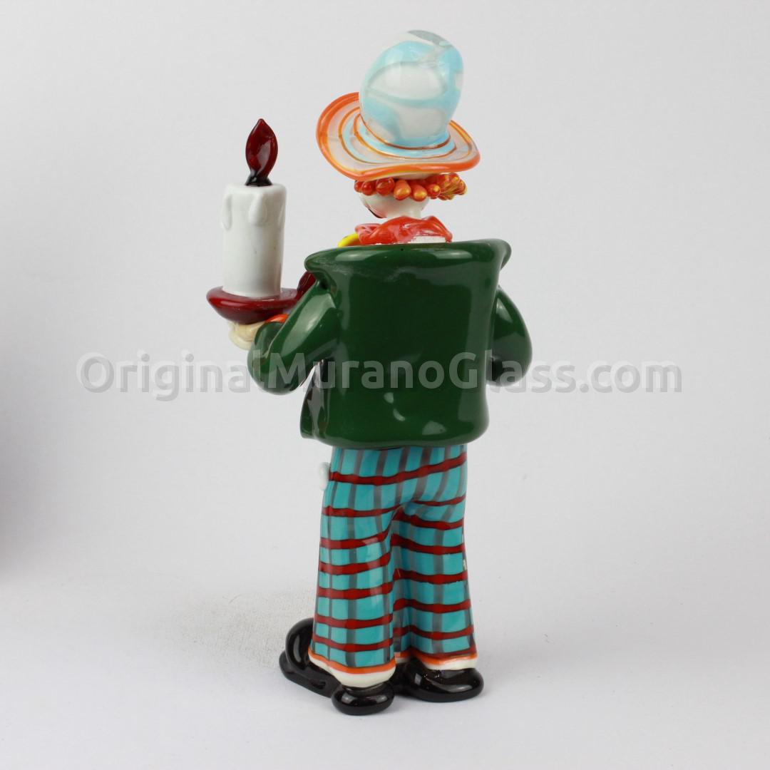 1228 ORIGINALMURANOGLASS Статуэтка Клоун с горящей свечой - муранское стекло OMG 13 см  - Вид №1