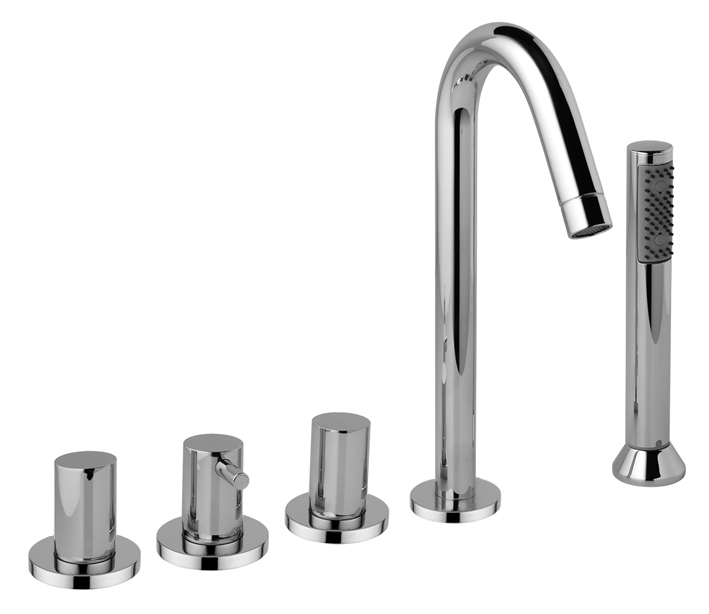 40531/DR Палубная ванна на пять отверстий и смеситель для душа с набором для душа. Bongio Aqua