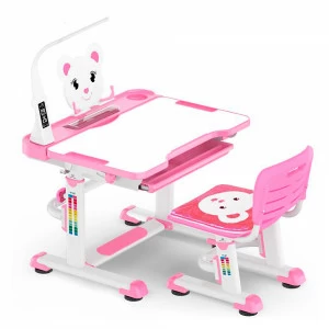 Растущая парта и стул Teddy pink, с лампой, белая, розовая MEALUX EVO  336162 Белый;розовый