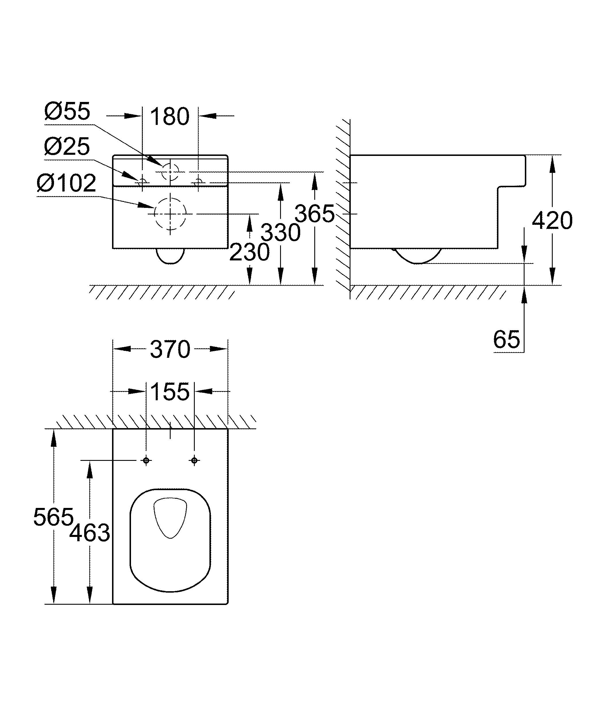 NW0038 Подвесной унитаз настенный Белый Grohe Cube Тайвань - Вид №3