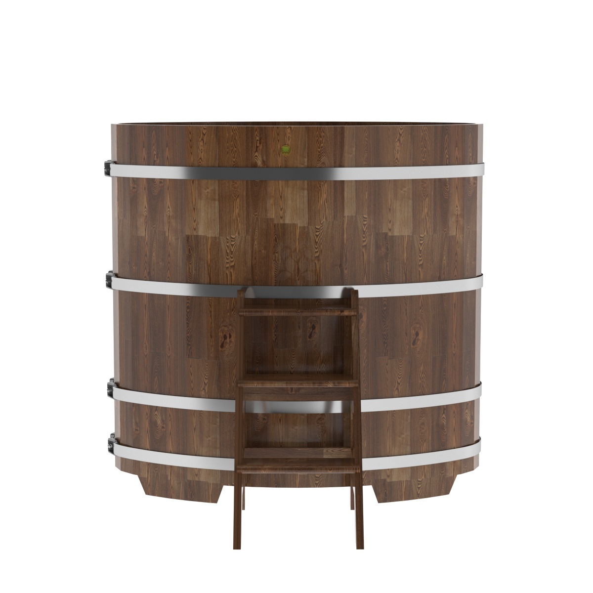 1499 Купель овальная из сращенных ламелей лиственницы 0,80х1,42х1,4 морёная Alyarus  - Вид №3