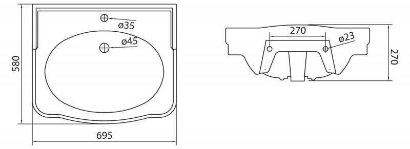 Раковина BelBagno BOHEME Напольная раковина стоящая овальная BELBAGNO Boheme - Вид №2
