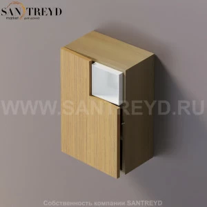 FLAT V Подвесной шкаф с мыльницей с петлями слева. Отделка: тик и натуральный дуб. AFXMO238042RTPT