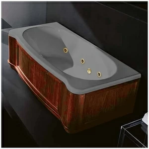 Ванна Gruppo treesse New Classic Young STD-V6747-SX-WO-SEZ серая с золотой фурнитурой и гидромассажем прямоугольная левая деревянная панель орех