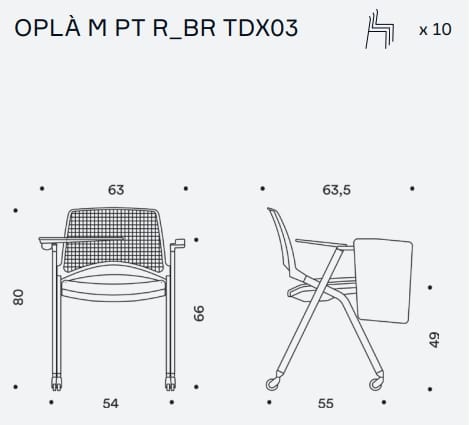 Штабелируемый стул с подлокотниками для залов ожидания IBEBI Oplà ARCH-00005512 - Вид №2