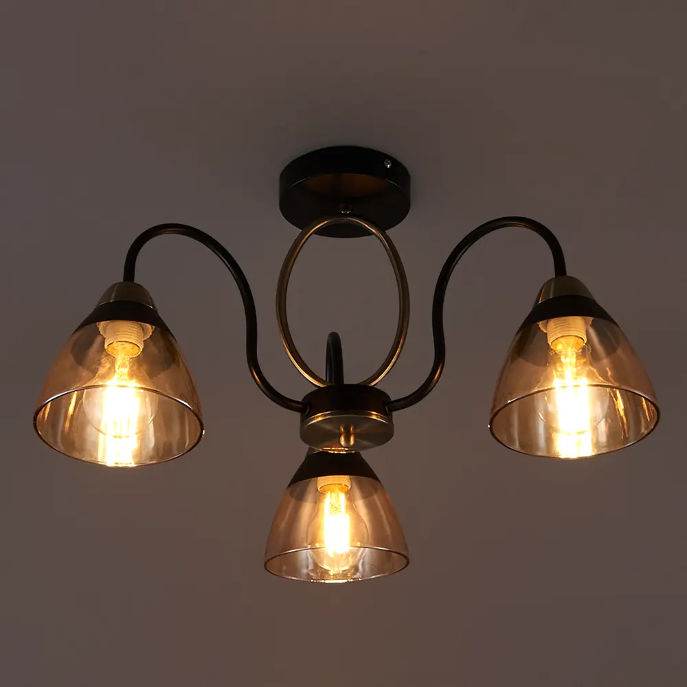 Люстра потолочная JLIGHT FIONA 3 лампы 18 м², цвет черный/бронза 84534217 STLM-2000844  - Вид №3