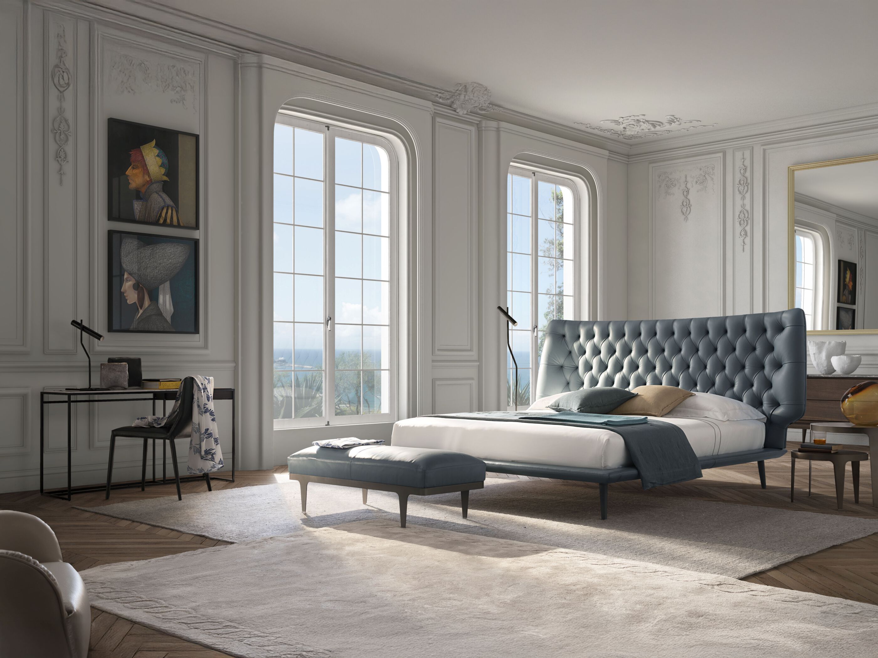 Двуспальная кровать с капитонным изголовьем Natuzzi Italia DOLCEVITA ARCH-00002922 - Вид №6