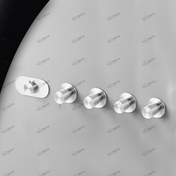 Термостат для душа глянцевая сталь с бежевой ручкой Toki Radomonte TKI57LCIL28