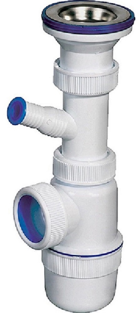 90287552 Сифон для мойки VIRPlast Мини Элит с нержавеющей чашкой D 70 мм и отводом для стиральной машины 1½" D 40 STLM-0169958 VIRPLAST WIRQUIN