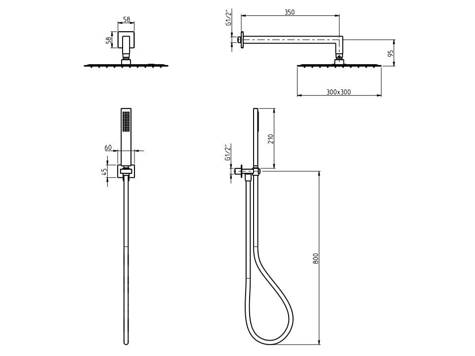 Металлическая насадка для душа / ручной душ Rubinetterie Frattini душевые кабины ARCH-00040958 - Вид №2