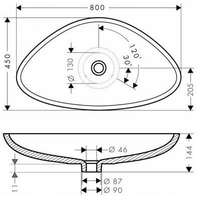 42300000/42305000 Накладная раковина на столешницу  овальная AXOR Axor massaud - Вид №4