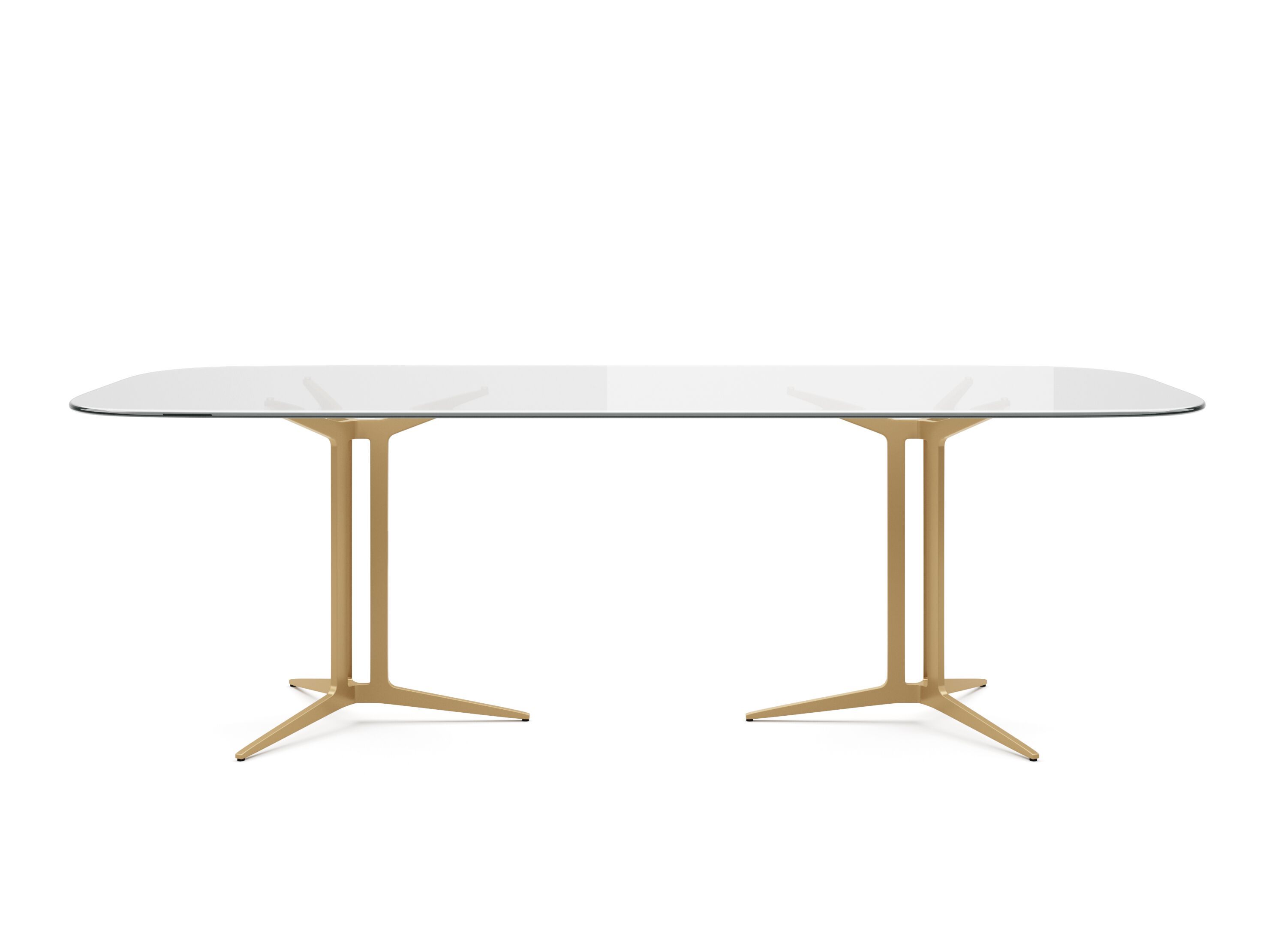 Прямоугольный обеденный стол из стали и стекла PRADDY Natur ARCH-00129582