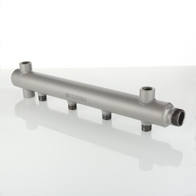 VTc.510.BS.060403 Коллектор из стали с межосевым расстоянием выходов 100 мм Valtec 1", 3 x 1/2"  - Вид №1