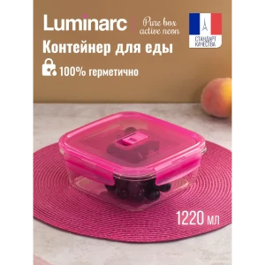 91751626 Контейнер стеклянный Luminarc Purebox active neon 1.22л цвет розовый 1шт STLM-1472914