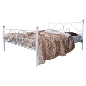 Кованая двуспальная кровать 160х200 с двумя спинками белая "Анталия" FRANCESCO ROSSI АНТАЛИЯ 134682 Белый