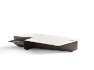 Кожаный прямоугольный низкий журнальный столик