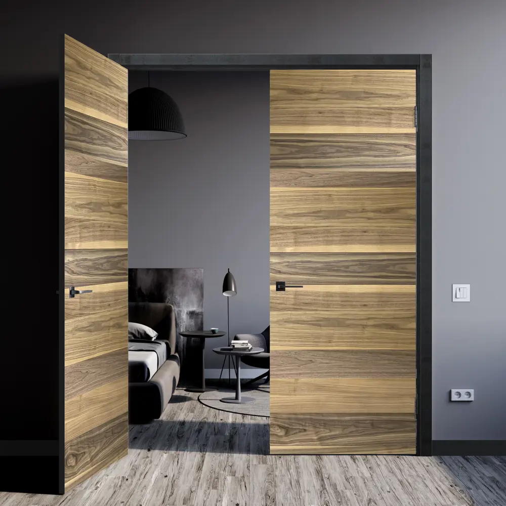 Дверь межкомнатная глухая Loft 80x200 см шпон цвет американский орех с замком и петлями 85325429 STLM-2190641 МАРИО РИОЛИ  - Вид №5