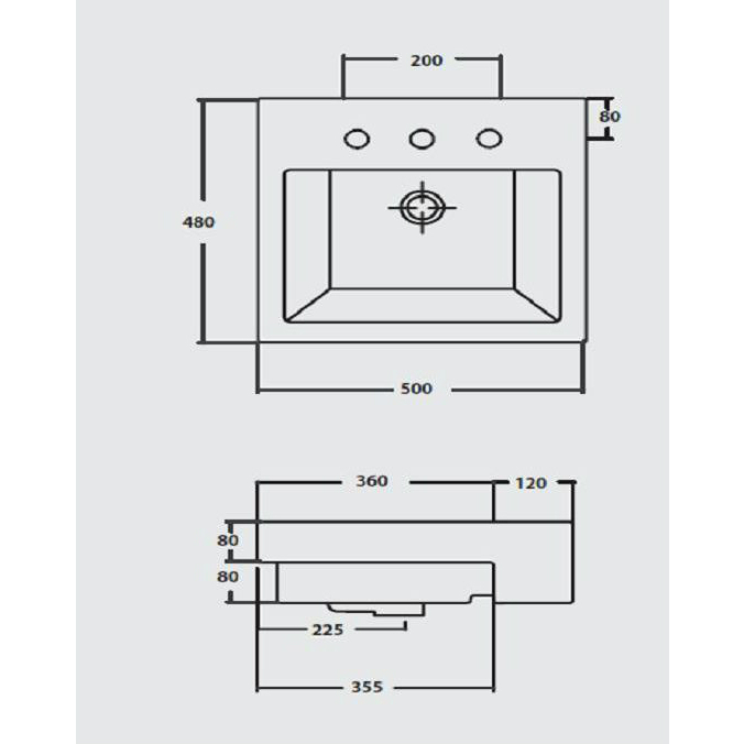 19014 Полувстраиваемая раковина консольная 50 см белая Hidra LOFT Ceramica Hidra  - Вид №1