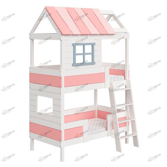 Кровать-домик двухъярусная Home nord M 80х160 см белая, розовая ELLIPSE ELLIPSE HOME 351776 Белый;розовый Santreyd 