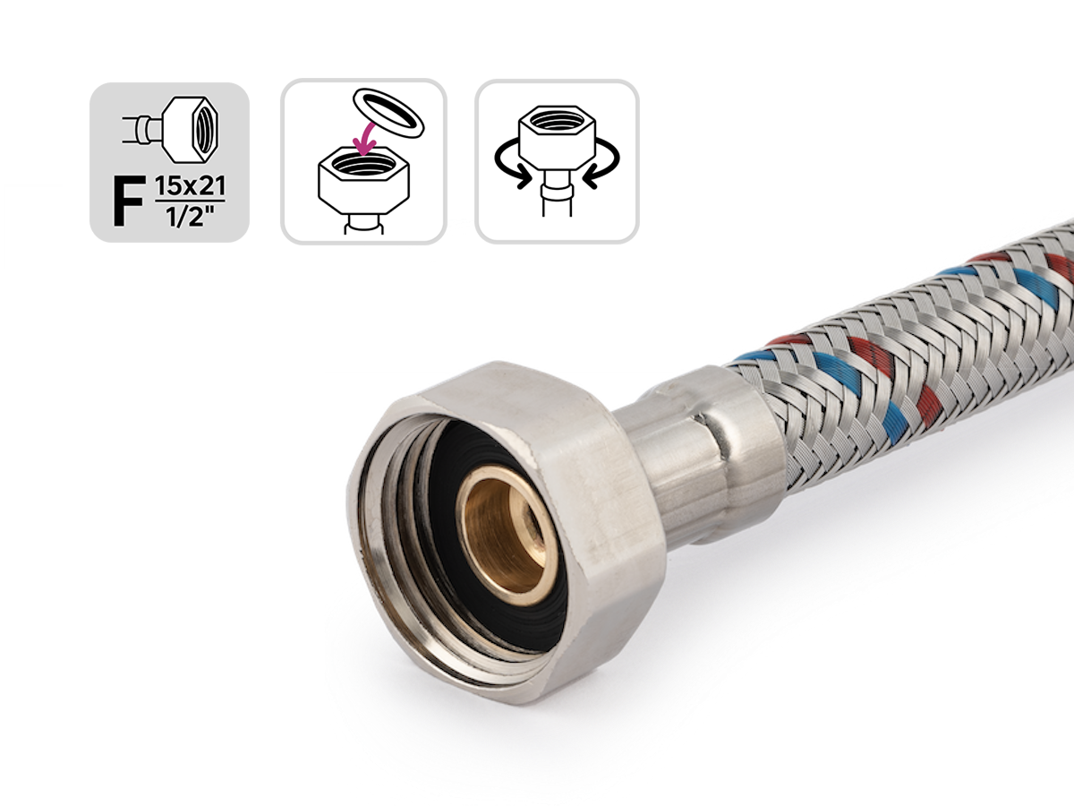 Гибкая подводка EQUATION для смесителей 60 см с металлической оплеткой 82661642 STLM-0033127 - Вид №2