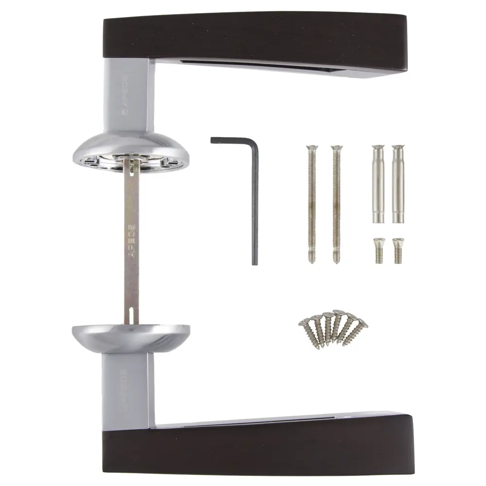 Ручки дверные на розетке Apecs H-0599-A, алюминиевый сплав, цвет сатин/дерево/хром STLM-2143682 - Вид №2