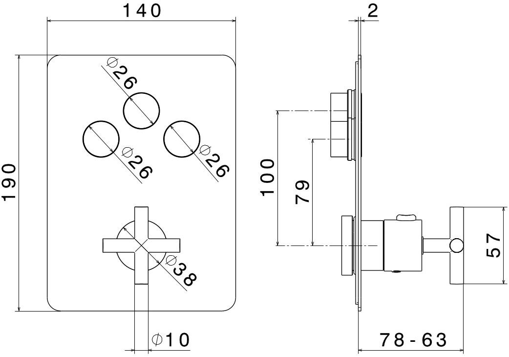 newform Смеситель для душа встраиваемый термостатический с переключателем Blink sun-id-1407372 - Вид №7
